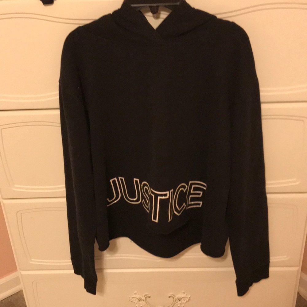 Black JUSTICE cropped hoodie